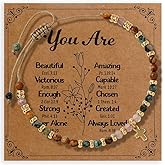 Bohxantium Cross Bracelet for Women Christmas Stocking Stuffers Inspirational Christian Gifts for Women Sister Friend Baptism Easter Graduation Faith Catholic Religious Natural Stone Beaded Bracelet