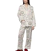 GEPOS Unisex Pajama Set, Long Sleeve Button-Up Top and Pants, Soft Stretchy Sleepwear for Men and Women