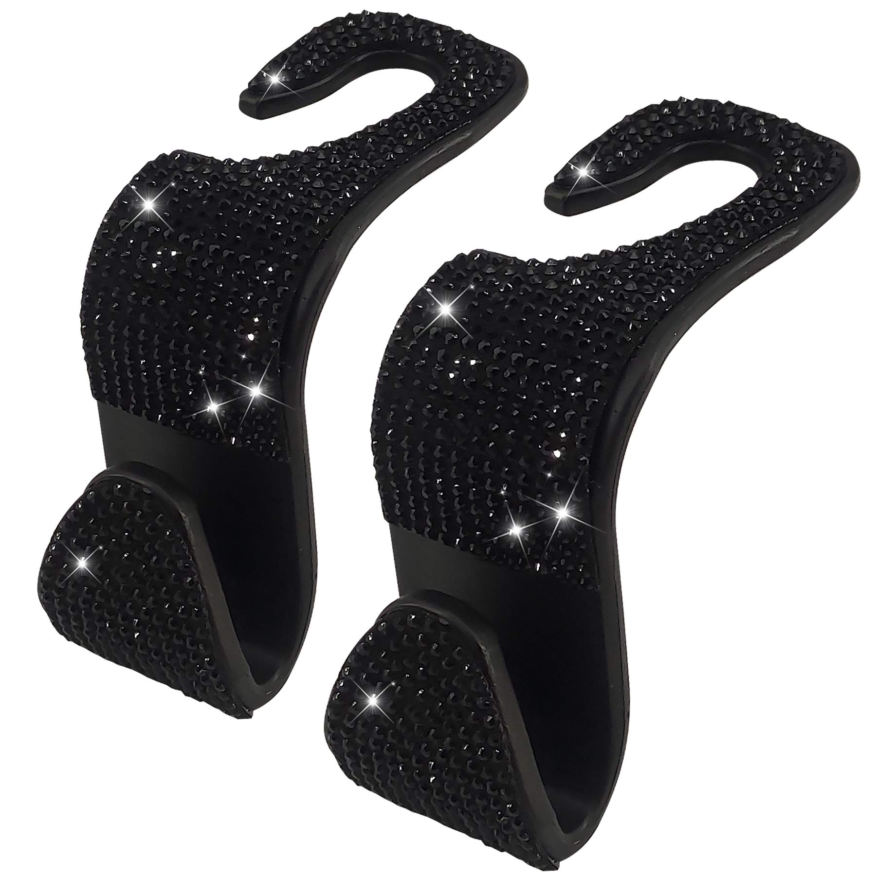 Photo 1 of Dermasy 2 Pack Car Hooks, 2021 New Bling Rhinestones Crystal Hooks Car Decorations Auto Seat Back Organizers Strong and Durable Backseat Hanger Storage Universal for SUV Truck Vehicle (Black)