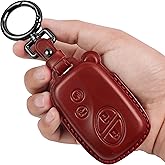 Tukellen for Lexus Key Fob Cover Leather with Keychain Compatible with 2005-2018 Lexus ES350 GS300 GS350 GS430 GS450h ISC IS250 IS350 LS460 LS600h Smart Remote-Red