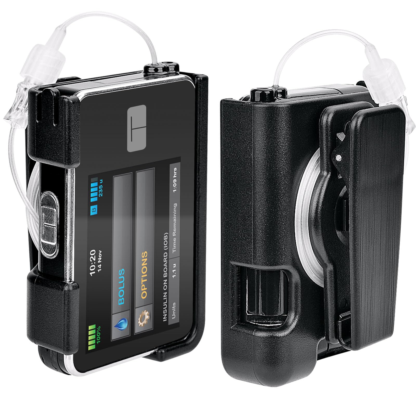 APDTEK 2 Pack Tandem Tslim X2 Pump Case Accessories Smooth Comfortable Flexible Safe Convenient Insulin Pump Holder 360° Rotating Sturdy Belt Clip for t:Slim/t:Slim G4 (Black)