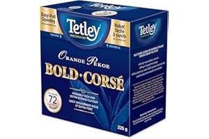 Tetley Orange Pekoe Bold Tea, Strong & Rich Black Tea - 72 Tea Bags, 225 Grams, Contains Caffeine, Caffeinated