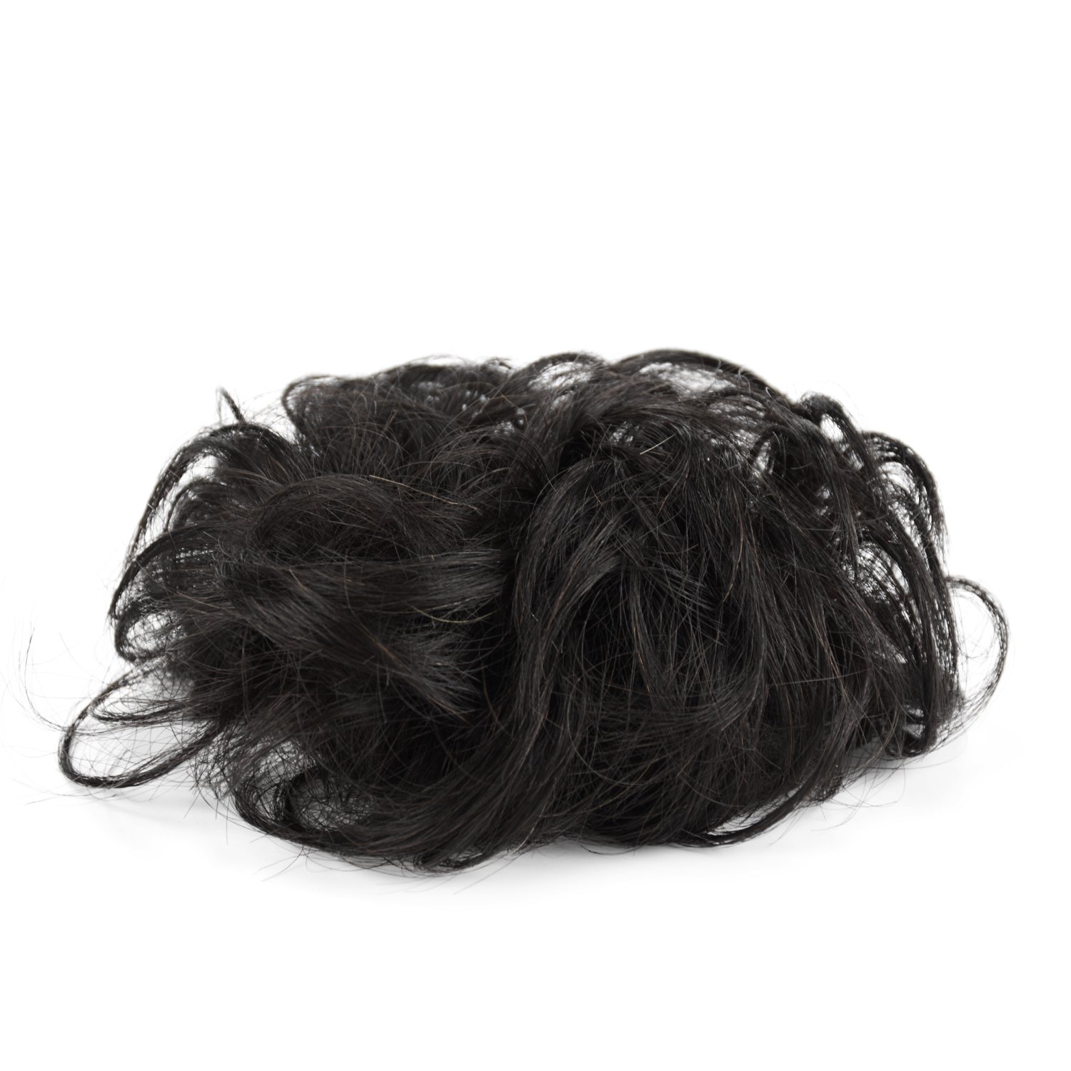 Feshfen 100 Human Hair Scrunchies 1b Natural Black Curly Messy