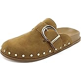 FUNKYMONKEY Women‘s Suede Rivet Mules Slip On Comfort Potato Shoes Suitable for Indoor and Outdoor