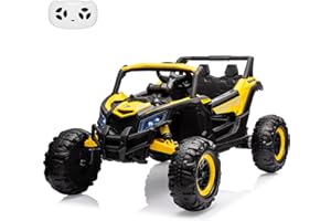 NASITIP 24V Ride On UTV Car, Battery Powered Electric Vehicles, Kids UTV with Remote Control, Spring Suspension,200W Motor, Metal Frame, USB, Music, LED Lights, Ride On Toy for Kids