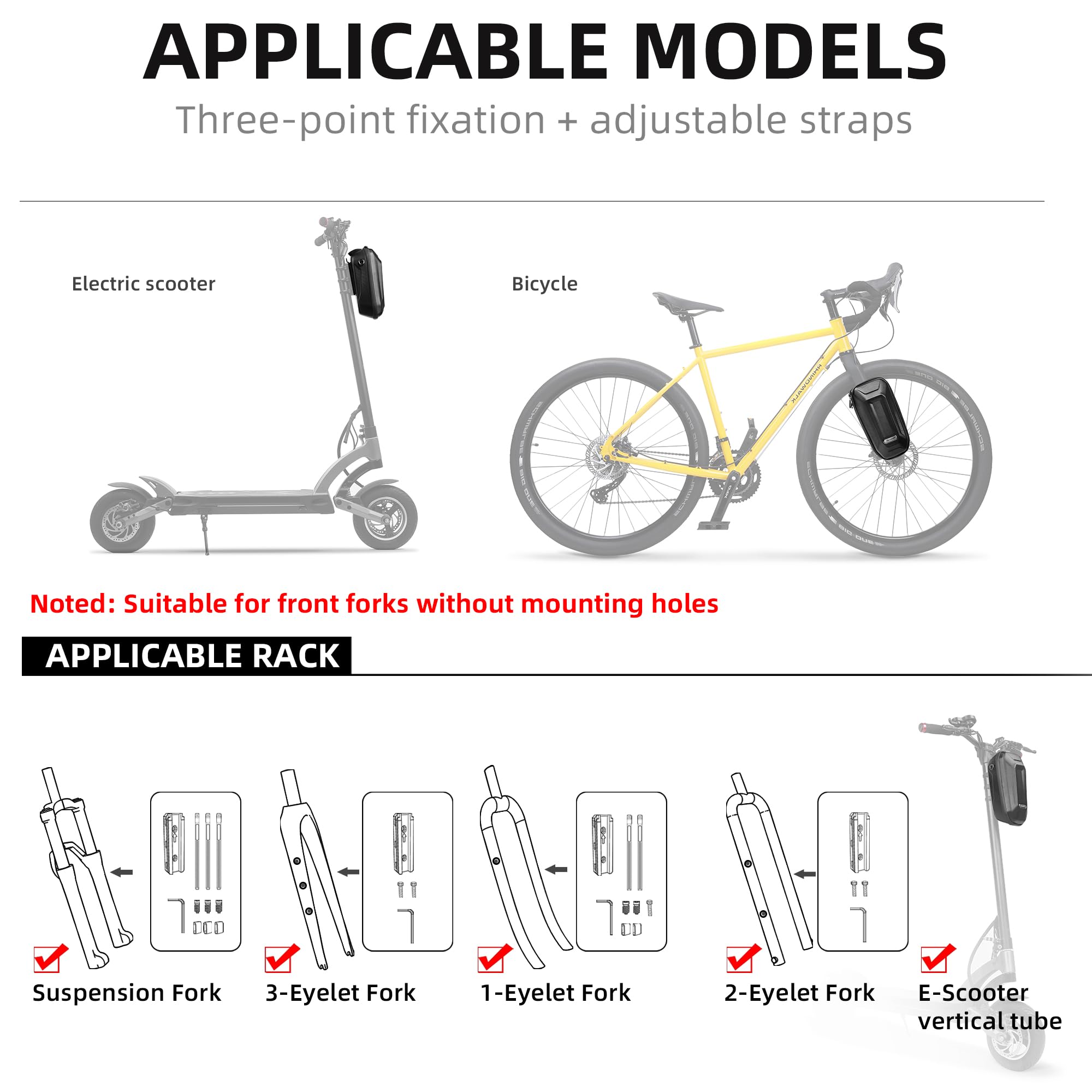 Rhinowalk Scooter Bag Handlebar Bag Waterproof Front Storage Bag Bike Frame Bag for Electric Scooter/Bicycle/Motorcycle
