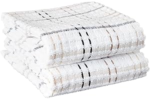 Ritz 13185 Royale Collection Check Kitchen Towel Set, 2-Piece, Latte