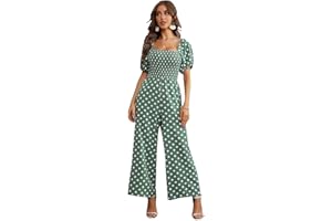 Love Welove Fashion Summer Jumpsuits for Women 2025 Floral Dressy Casual Loose Wide Leg Short Sleeve One Piece Romper Outfits