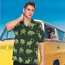 visesunny Hawaiian Shirt for Men Funny Frog Animal