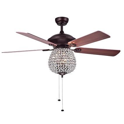 Luxurefan Antique Crystal Ceiling Fan With 5 Wood Blade Premium