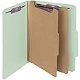 Smead Pressboard Classification File Folder with SafeSHIELD Fasteners, 2 Dividers, 2" Expansion, Letter Size, Gray/Green, 10 per Box (14076)