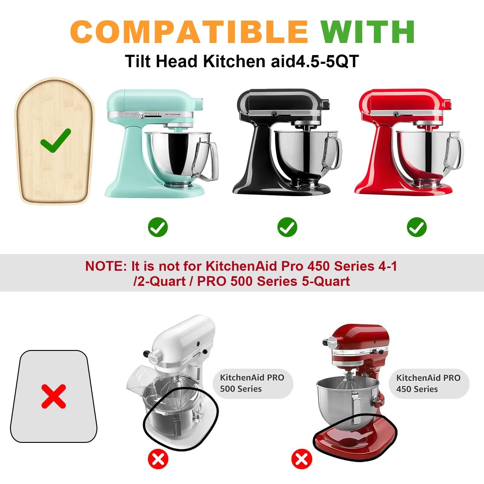 Bamboo Mixer Slider Mat for Kitchenaid 4.5-5 Qt Tilt Head Stand Mixer, Appliance Sliders For Kitchen Appliances Countertop, Kitchenaid Mixer Attachments for Stand Mixer, Mixer Moving Tray Attachments