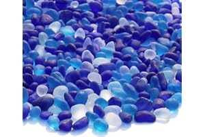 QYGL Sea Glass Stones - 2.9LB/46.4oz Blue Mixed Frosted Glass Pebbles Gemstones - Perfect for Aquarium Rocks, Fish Tank Gravel, Vase Fillers, Seaglass DIY Crafts, and Home Decor