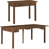 MECO Stakmore Traditional Expanding Table, Fruitwood Frame, 20 in x 40 in x 30.3 in