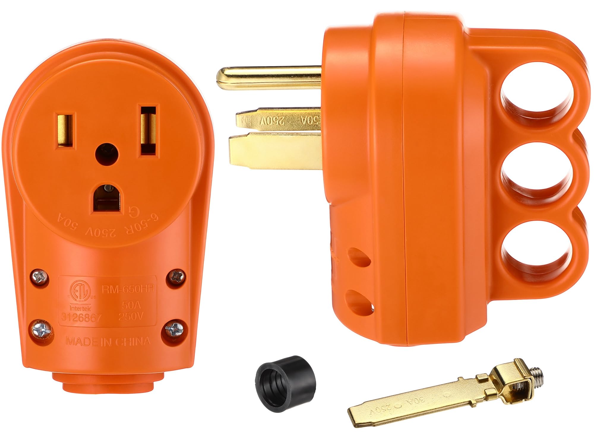 Photo 1 of Tellegloww 2 Pcs 50 Amp Female Welder 6-50p Plug & 6-50r Receptacle RV Electrical Campers 3 Prong 125/250V Universal Plug and Receptacle with Easy Unplug Design for RV, EV Charger, Welder, ETL Listed