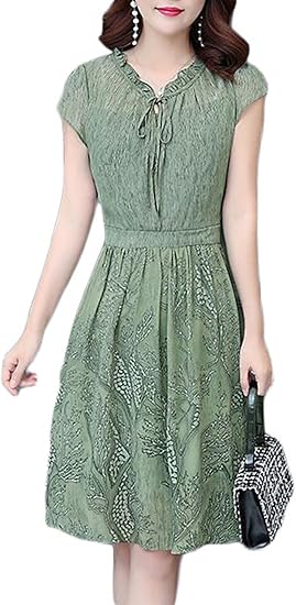 Amazon Co Jp Zhongjue ジュージェン メンズ 半袖 ワンピース シフォンワンピース 無地 シンプル ワンピ フェミニン ハイウエスト着痩せ エレガント 膝丈 ワンピース 服 ファッション小物