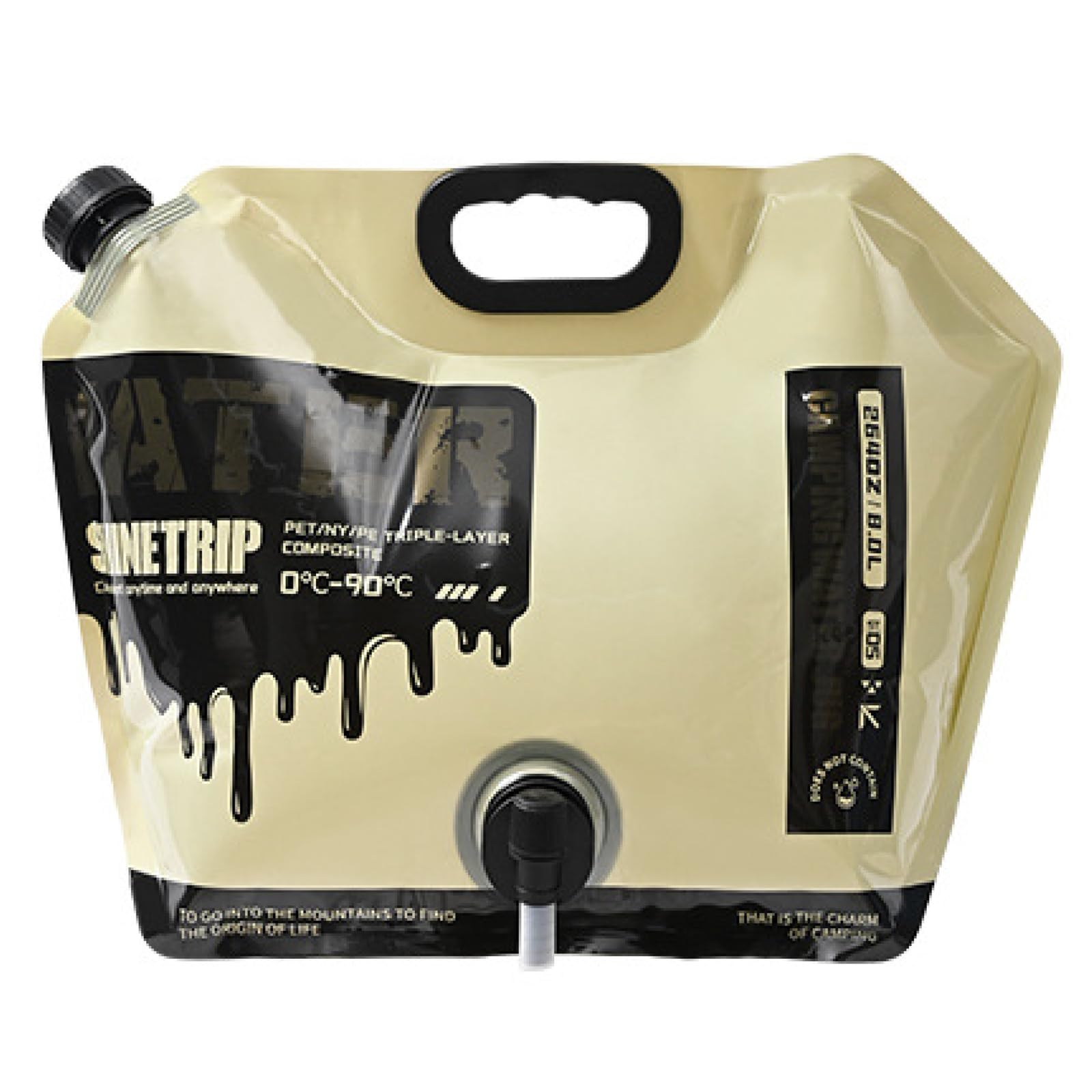 TRIWONDER Collapsible Water Container Bag with Spigot 8L Water Storage Bag Folding Drinking Water Carrier for Camping BBQ Picnic (Khaki)