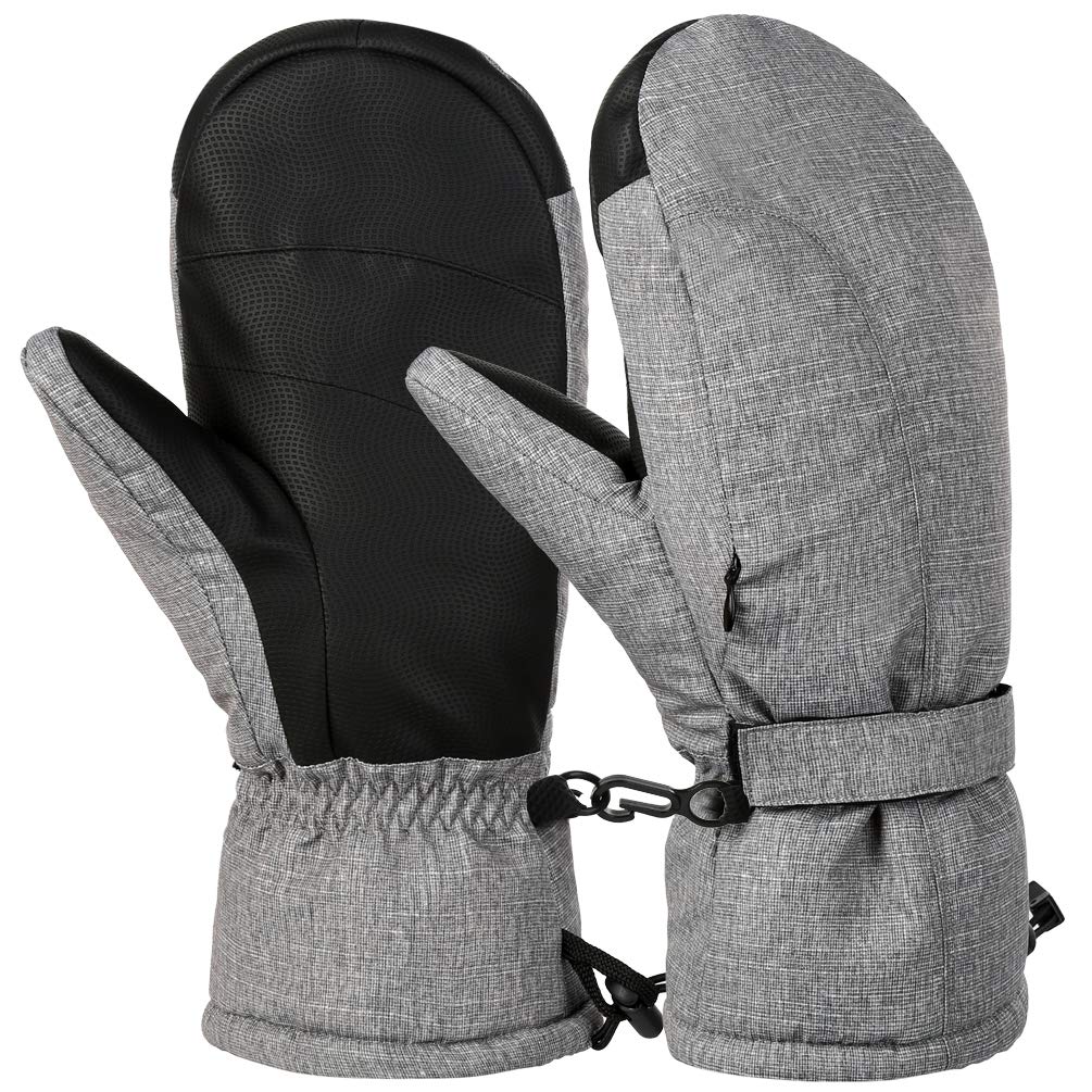 Vbiger Ski Handschuhe Warme Winter Handschuhe Lässige Outdoor Sports Handschuh Verdickte Kalt Wetter Handschuhe Winddichte Winter Snowboard Handschuhe für Männer und Frauen, Grau