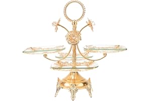 HOMOCONO Luxury European Style Glass Dessert Stand Multifunctional Fruit Server and Cookie Tray