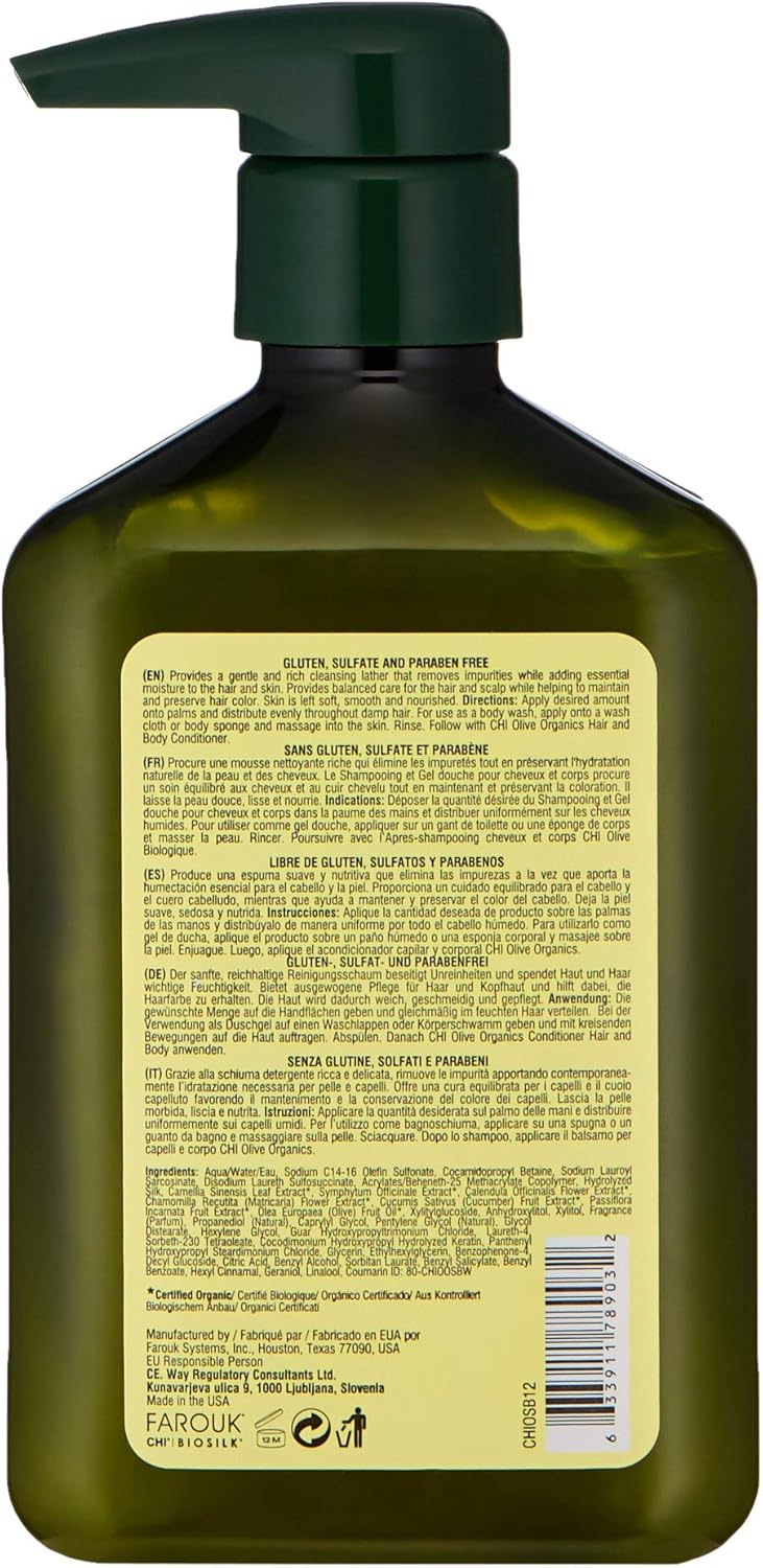 CHI Naturals with Olive Oil, Hair Shampoo and Body Wash, 340 ml 11.5 oz,white, 340 ml (Pack of 1) - Image 3