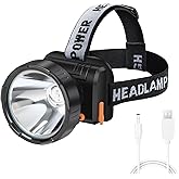 OLIDEAR Headlamp Rechargeable - Super Bright Spotlight with 2 Modes - LED Flashlight Headlight for Camping Fishing Hiking