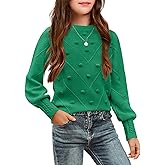 Arshiner Kid Girls Crew Neck Lantern Sleeve Sweater Cute Jumper Top Pullover Outwear 5-13 Years