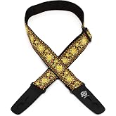 Lock-It Straps Retro Vintage Series jacquard Strap with Locking Ends - Lemon Chill