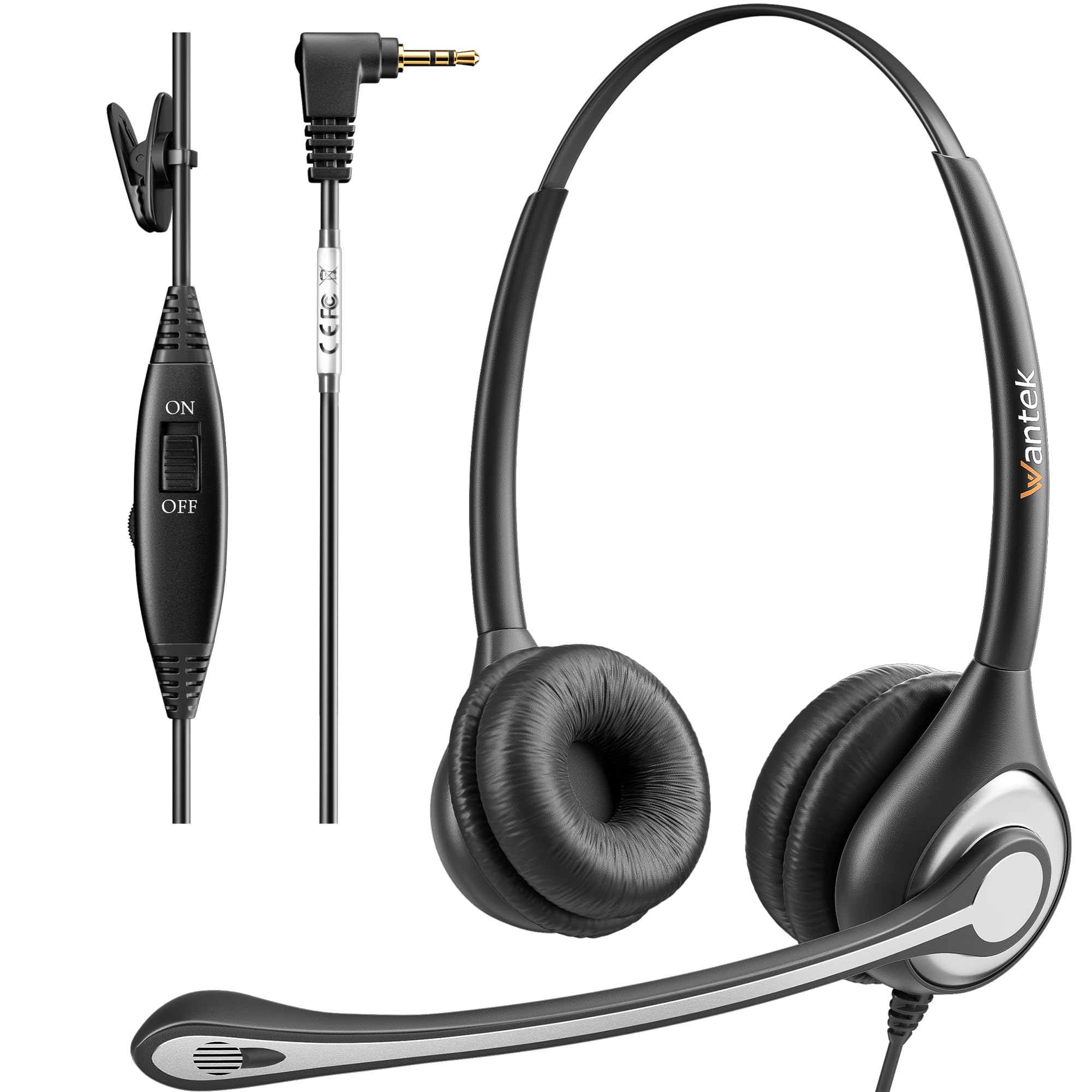 Photo 1 of Wantek Phone Headset with Microphone Noise Cancelling, Telephone Headsets 2.5mm Jack Work for Panasonic AT&T ML17929 Vtech RCA Cisco Uniden Polycom Grandstream Home Office Cordless Phones(F602J25P)