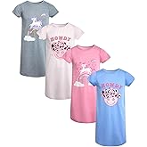 Sweet & Sassy Girls Nightgowns - 4 Pack Short Sleeve Night Gown Sleepwear Pajama Dress for Kids (Size: 4-14)
