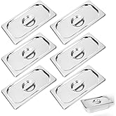 6 Pack 1/3 Size Hotel Pan Cover, Steam Table Lids With Handle, Stainless Steel Steam Table Pan Cover, Solid Pan Lid For Steam Food Pan, For Restaurant Catering