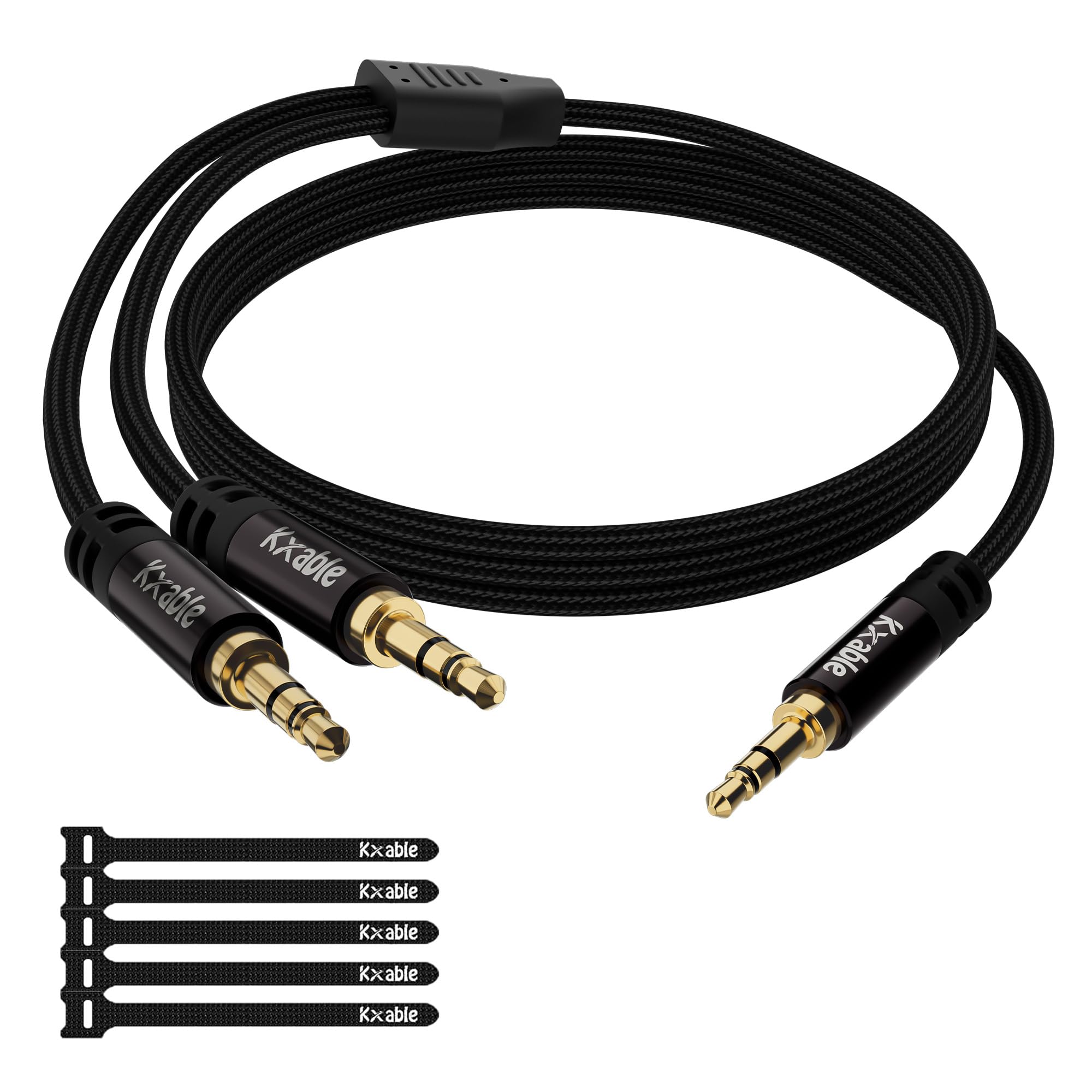 Photo 1 of 1/8 Inch TRS Stereo Y Splitter Cable 6FT, 3.5mm Male to 2-Male Y-Splitter Stereo Audio Cable, for Cell Phone PC Laptop, Speaker, Headphones, Suitable for Switching or Two Sets of Speakers