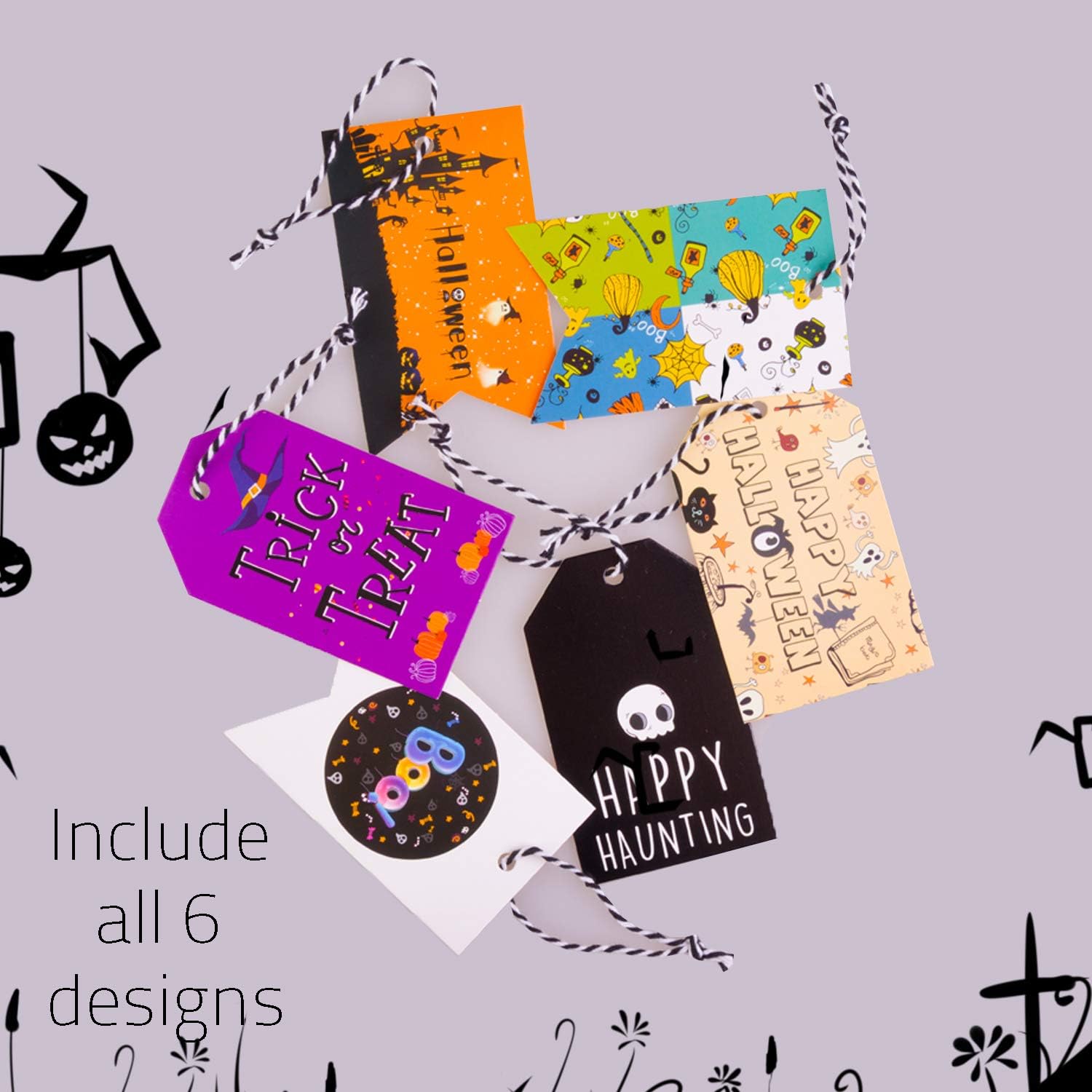 Halloween Tags - 60 Pieces Halloween Tags - Spooky Halloween Tag - Halloween Treat Tags - Perfect Decorations for Halloween Bags, Halloween Candy Bags: Home & Kitchen