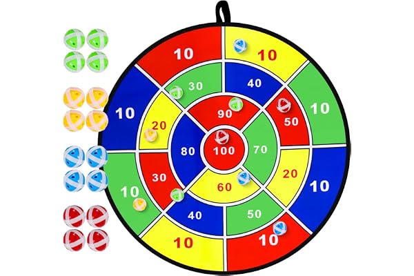 Kids Dart Board Game Set-29 inchs, Board Games with 16 Stick Balls, Summer Indoor Outdoor Toys Games for Kids Ages 4-8, Birth