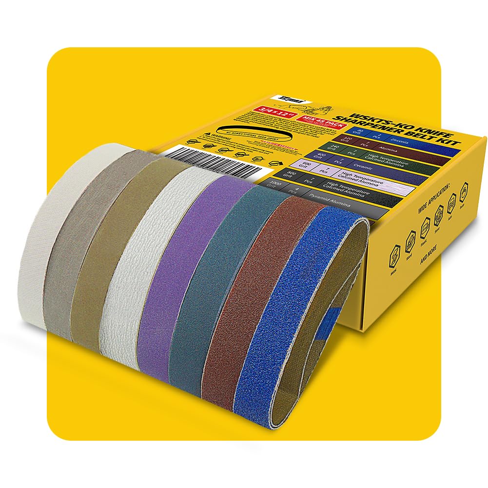 Photo 1 of 45-Piece 3/4" x 12" Knife Sharpener Sanding Belt Kit for Work Sharp WSKTS-KO, Multiple Grits