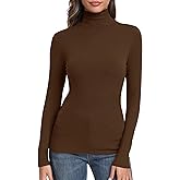GEMBERA Womens Long Sleeve Turtle Neck Basic Slim Fitted Ribbed Knit Tops Thermal Shirts
