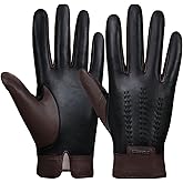 FIORETTO Mens Winter Genuine Leather Gloves Cashmere and Wool Lined Warm Touchscreen Leather Driving Gloves M180807