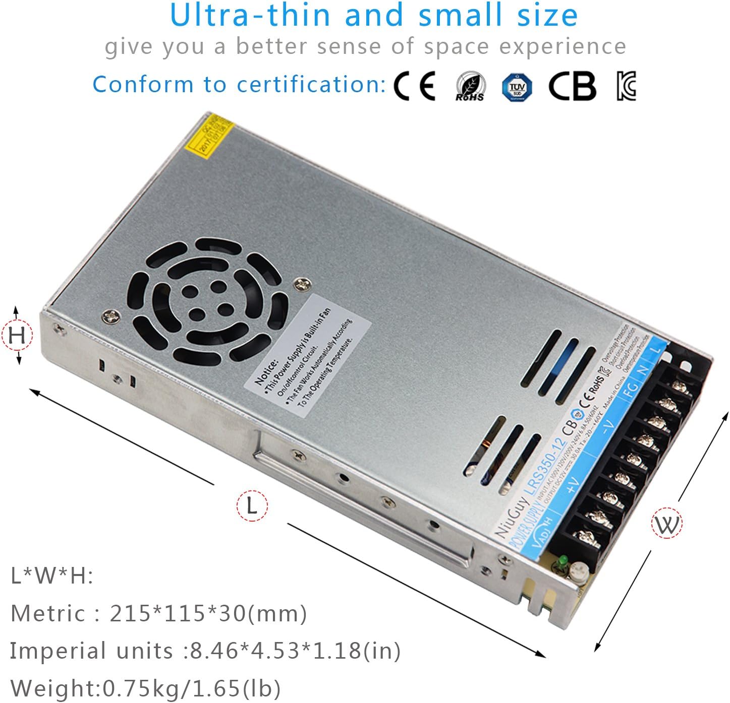 12V 30A DC Switching Power Supply Driver,NIUGUY 350W Switching Converter,Wide Voltage 110V/220V Universal 12V DC Low Voltage Transformer,for Radio, CCTV,Computer Project,LED Strip Light: Home Audio & Theater
