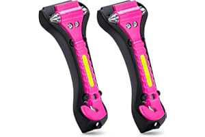 THINKWORK Pink Car Window Breaker, Glass Breaker, Window Breaker Seatbelt Cutter, 2-in-1 Car Safety Hammer with One Second Emergency Glass Hammer, Safety Emergency Car Escape Tool for Car, Office