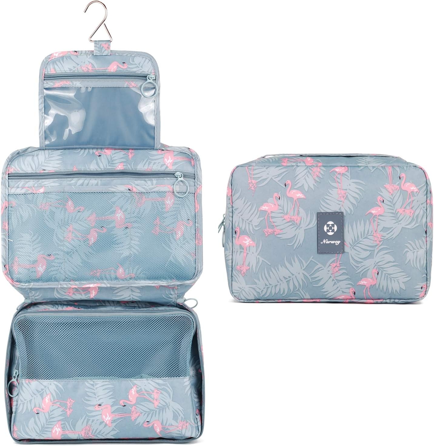 Travel Hanging Toiletry Wash Bag Toiletry Bags for Women Toiletries Bag Washbag Makeup Cosmetic Organizer for Men Girls (A-Flamingo)