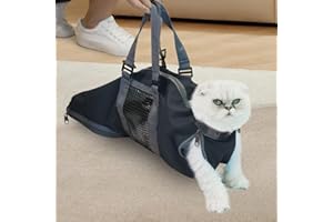 Cinf Cat Nail Clipping Cleaning Grooming Restraint Bag No Scratching Biting for Bathing Nail Trimming Injecting Examining(Black,L)