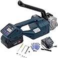 SDRTOP Electric Strapping Machine V1 Handheld Semi-Automatic Banding Tools for 1/2 to 5/8inch PP/PET Plastic Straps Portable Baler Packaging Tensioner kit for Box Pallet