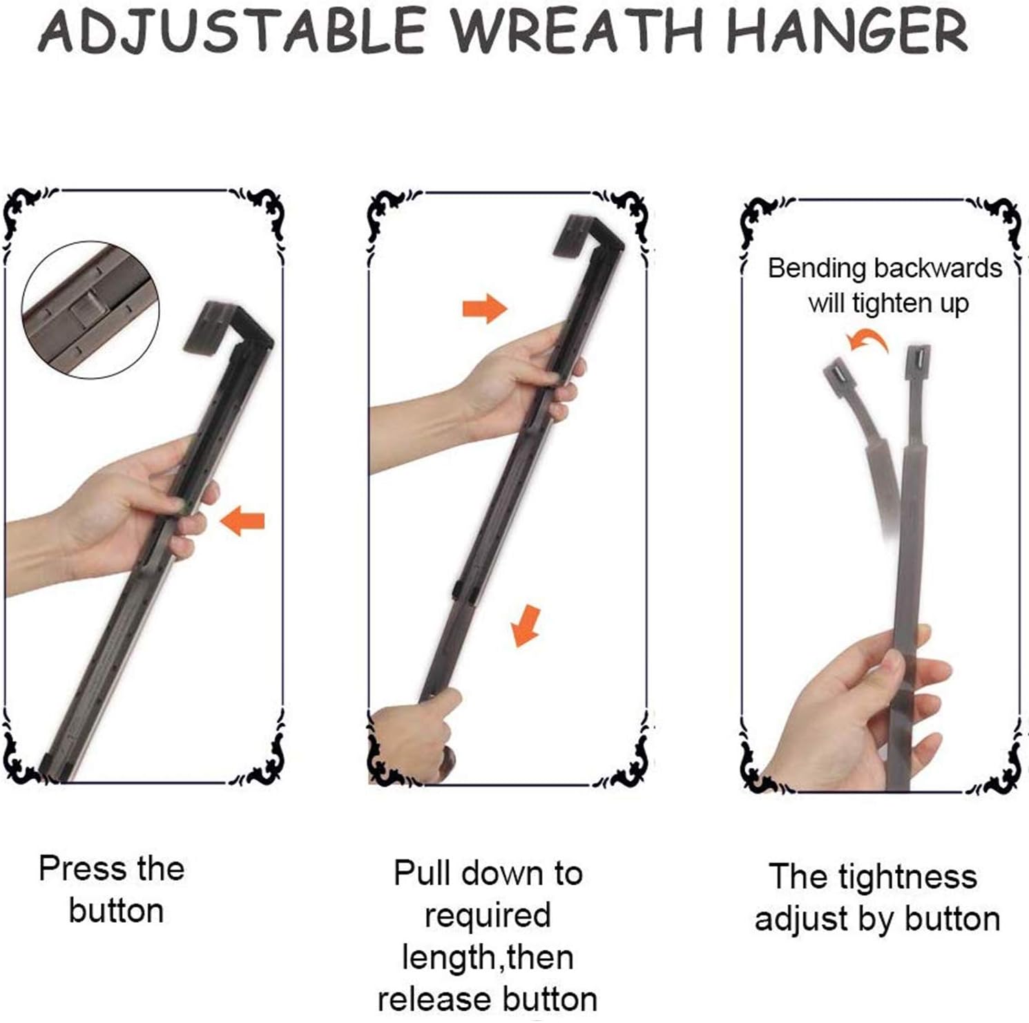 Myfolrena Adjustable Wreath Hanger from 15"-24", Metal Wreath Hook for Front Door, 20lb(Bronze-1 Pack): Home & Kitchen