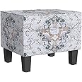HomePop Home Decor |K7646-A862 | Upholstered Modern Rectangular Storage Ottoman | Hinged Lid Ottoman with Storage for Living Room & Bedroom, Antiqued Ebony Cream