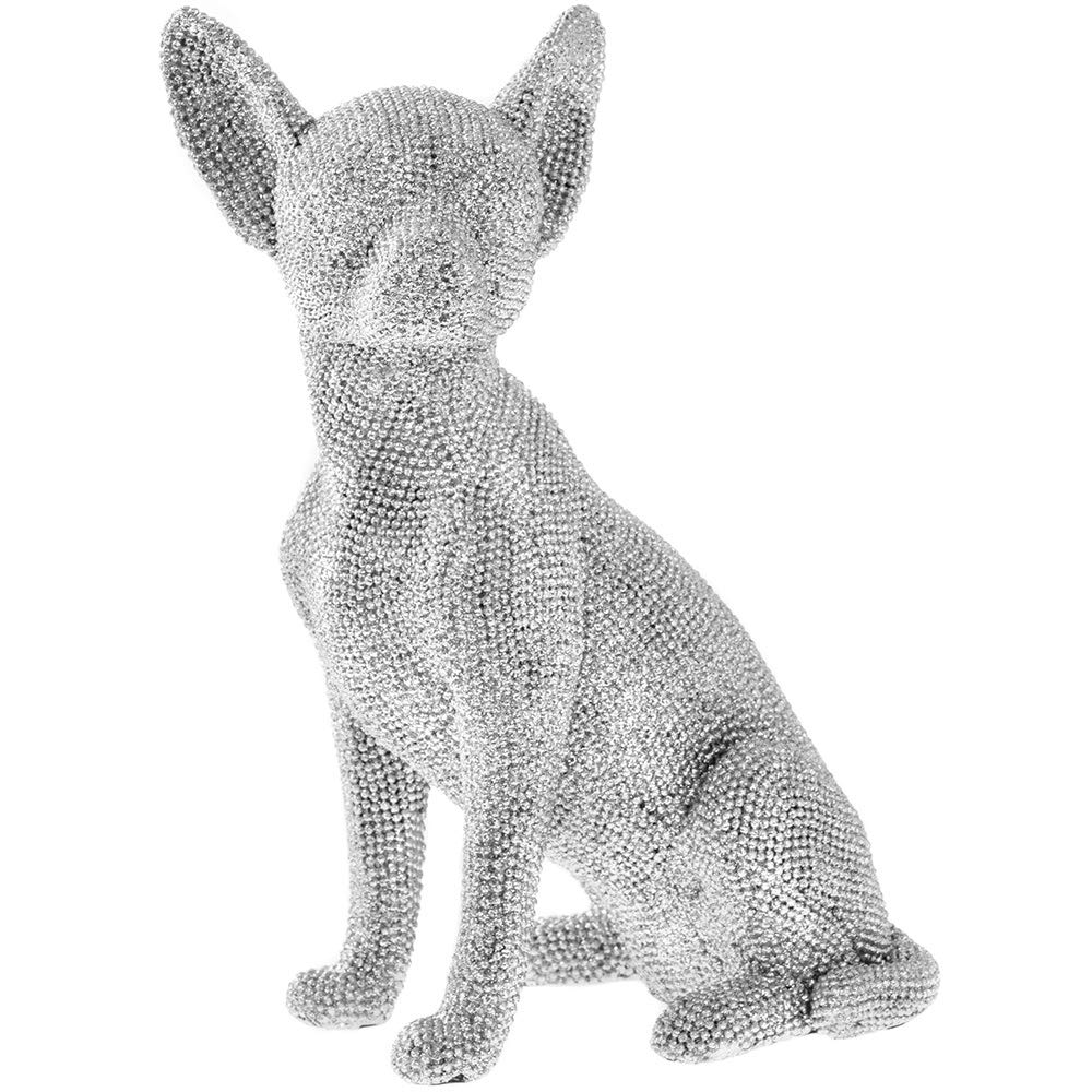 Figure | Silver Art Sitting Chihuahua | 1 Piece - 17x13x24 cm