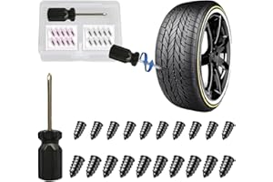 GradCap 20pcs Tyre Repair Kit, Tire Rubber Nails Tool, Self-Service Car Wheel Puncture Repair Screws with Screwdriver Set for Auto, Motorcycle, Bike, Truck, Tractor, Jeep, ATV (10S & 10L)