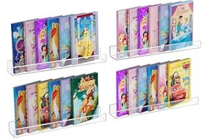 NIUBEE 24" Premium Acrylic Floating Nursery Kids Bookshelf Wall Ledge Shelf, Clear Invisible Spice Rack Bathroom Storage Shelves Display Organizer, 50% Thicker with Screwdriver, Set of 4