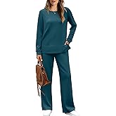 WIHOLL Women's 2 Piece Lounge Sets Sweatshirt Casual Travel Outfits Fashion Wide Leg Tracksuit Cozy Sweatsuits