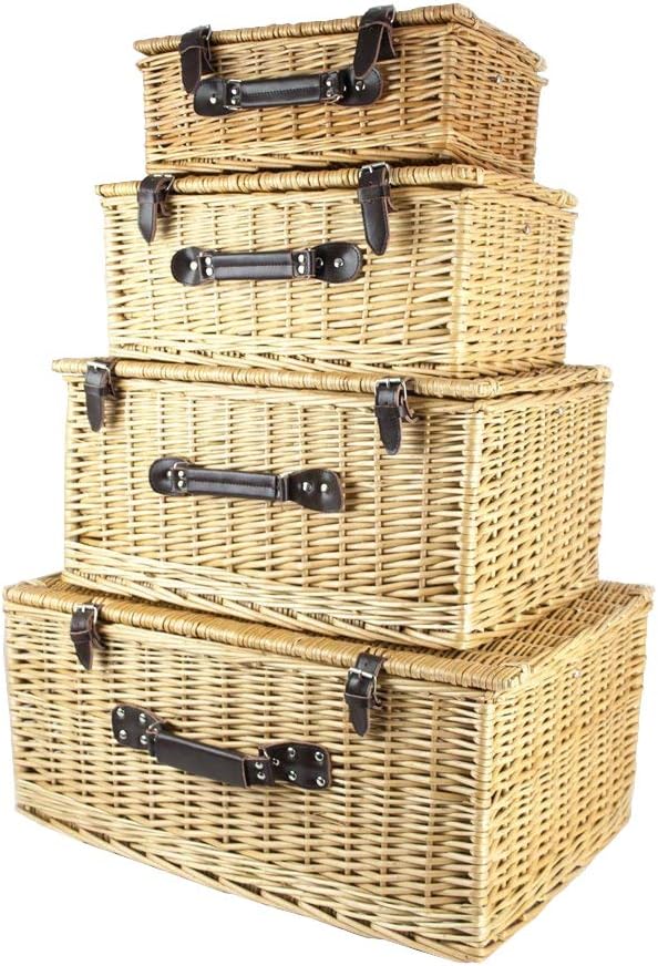 Set of 4 Traditional Various sized Storage Wicker Hamper Baskets - Gift ideas for Mum, Mothers Day, Christmas, Hampers, Birthday, Toy Box, Trinkets, Keepsake