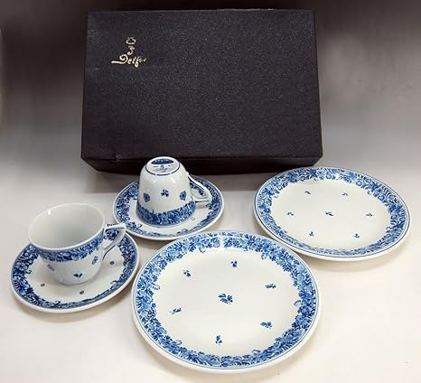 Amazon ロイヤルデルフト Delft ハンドペイント カップ ソーサー プレート各2セット カップ ソーサー オンライン通販