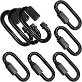 Marvexi D Quick Link Chain Connector, M6, 1/4", Black, Pack of 8 | Heavy Duty, Metal Carabiner Screw, For Chandelier Lights, For Outdoor Equipment
